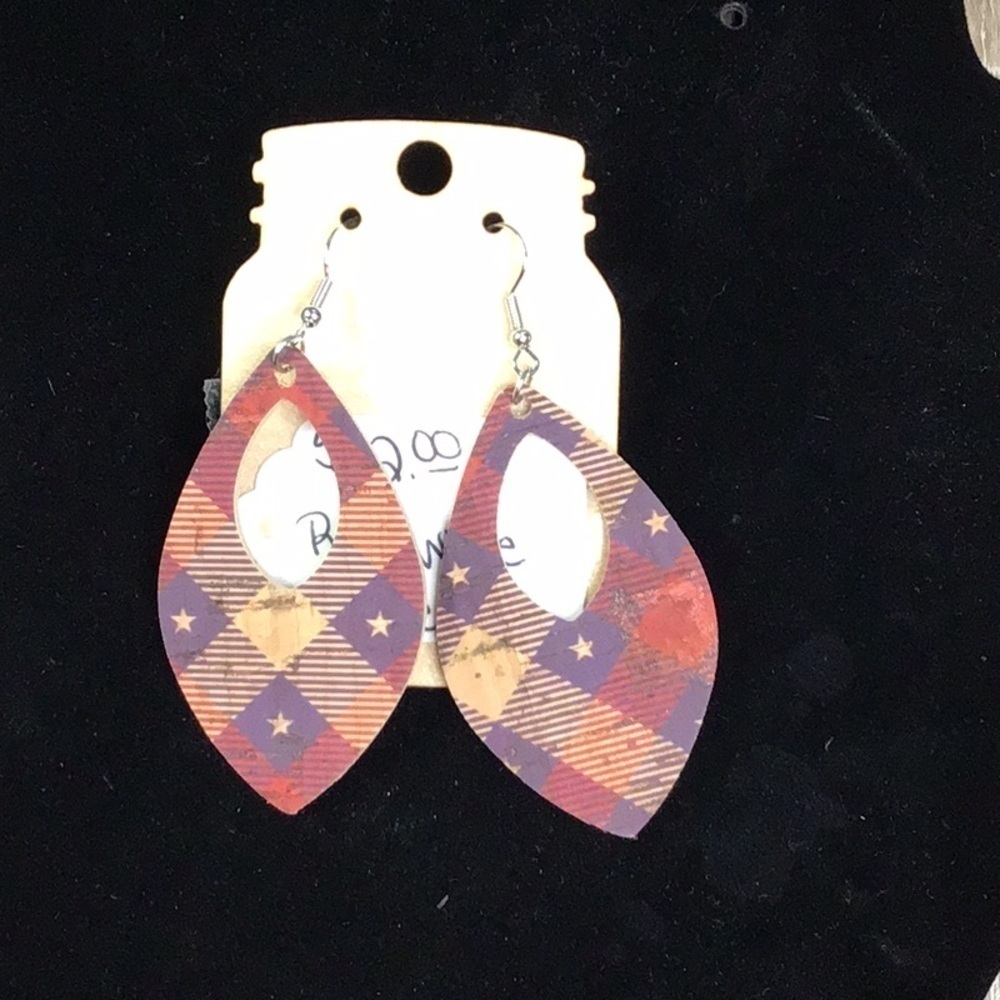 Red White & Blue Cork Earrings (1jj)